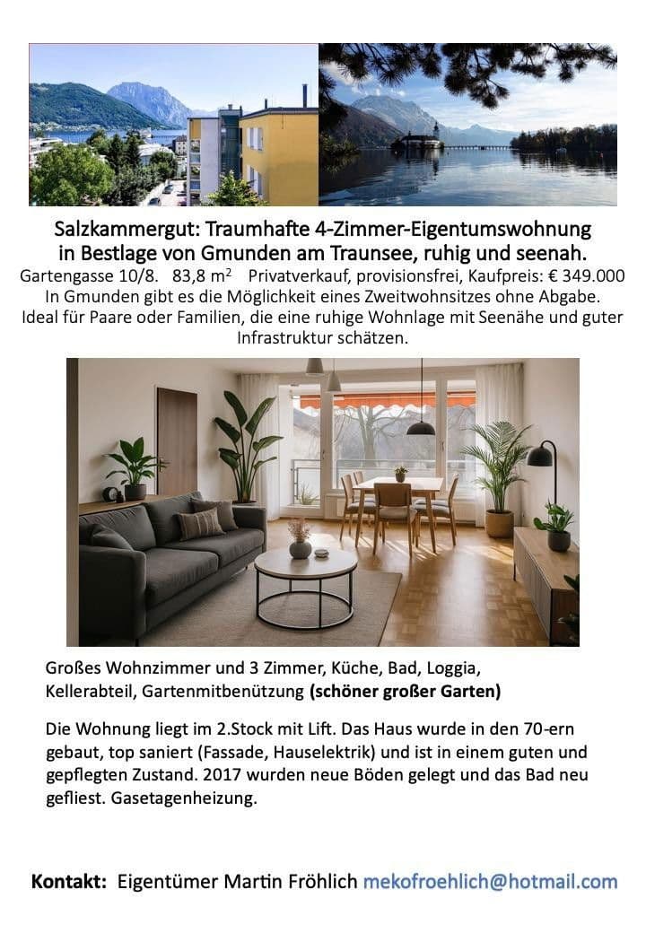 Prodej bytu 4+1 84 m², Gartengasse 10/8, Gmunden, Horní Rakousko Prodej bytu 4+1 84 m², Gartengasse 10/8, Gmunden, Horní Rakousko