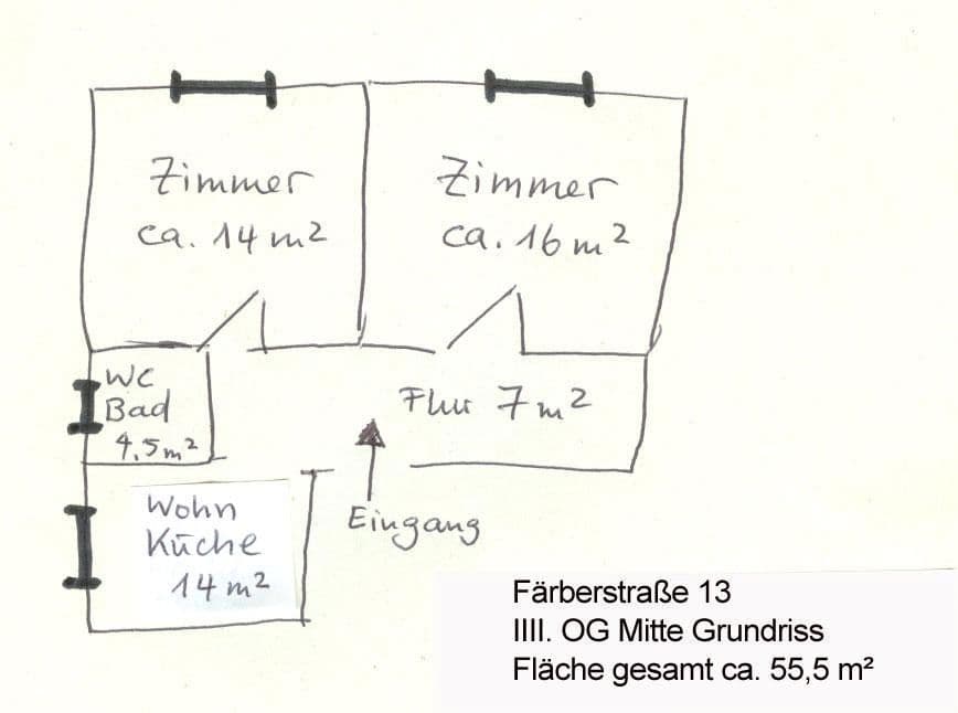 Pronájem bytu 2+kk 56 m², Färberstraße 13, Augsburg, Bavorsko Pronájem bytu 2+kk 56 m², Färberstraße 13, Augsburg, Bavorsko