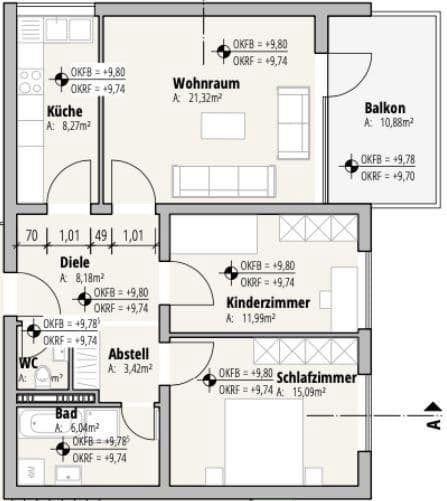 Pronájem bytu 3+1 81 m², Waldbüttelbrunn, Bavorsko Pronájem bytu 3+1 81 m², Waldbüttelbrunn, Bavorsko