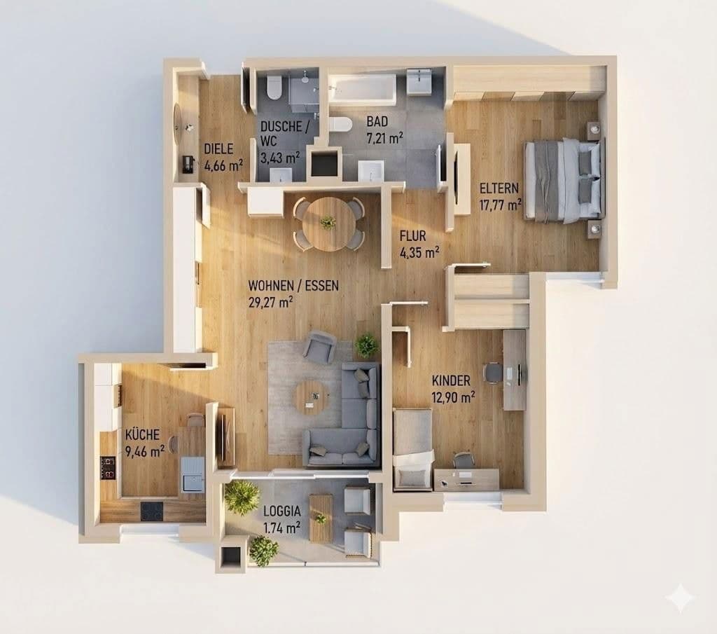 Pronájem bytu 3+1 91 m², Siegen, Severní Porýní-Vestfálsko Pronájem bytu 3+1 91 m², Siegen, Severní Porýní-Vestfálsko