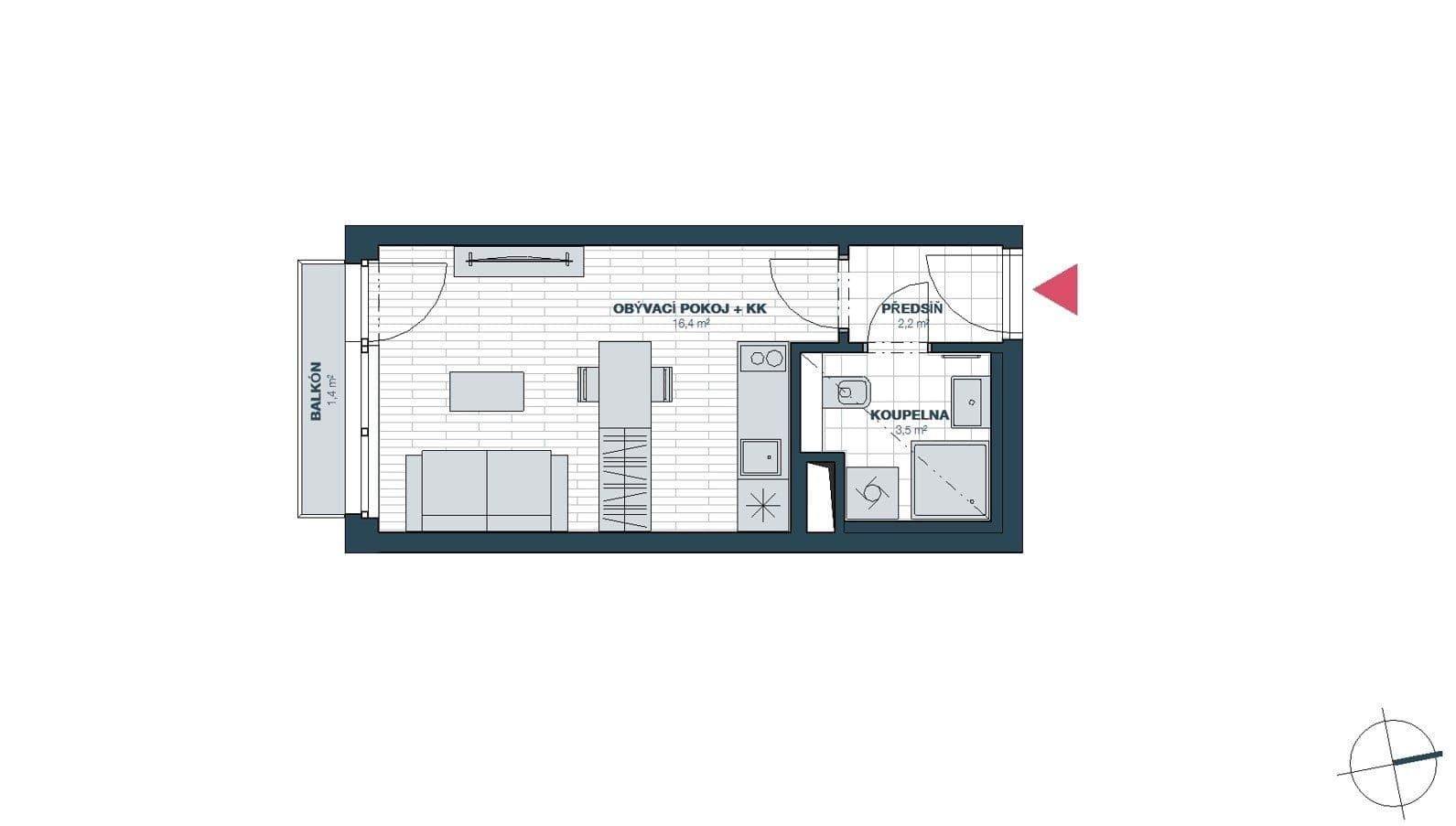 Pronájem bytu 1+kk 24 m², Františka Kadlece, Praha, Praha Pronájem bytu 1+kk 24 m², Františka Kadlece, Praha, Praha