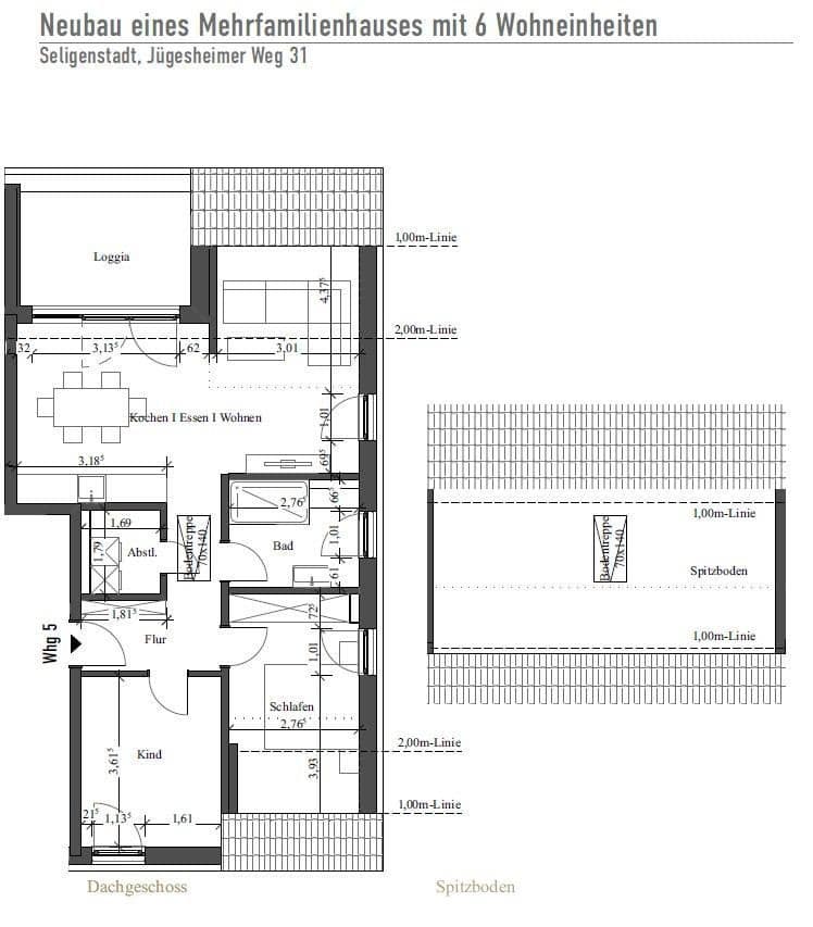 Pronájem bytu 3+1 72 m², Jügesheimer Weg 31, Seligenstadt, Hessen Pronájem bytu 3+1 72 m², Jügesheimer Weg 31, Seligenstadt, Hessen