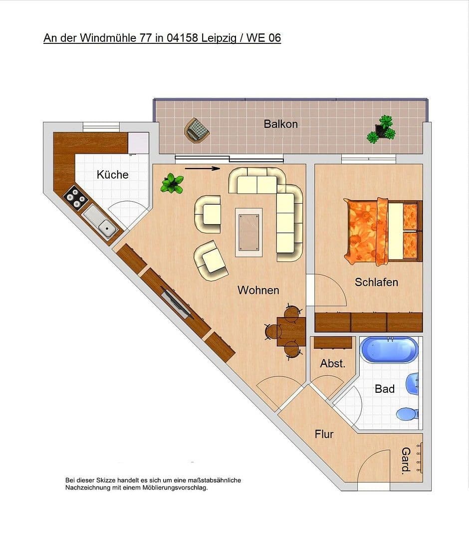 Pronájem bytu 2+1 64 m², An der Windmühle 77, Leipzig, Sasko Pronájem bytu 2+1 64 m², An der Windmühle 77, Leipzig, Sasko