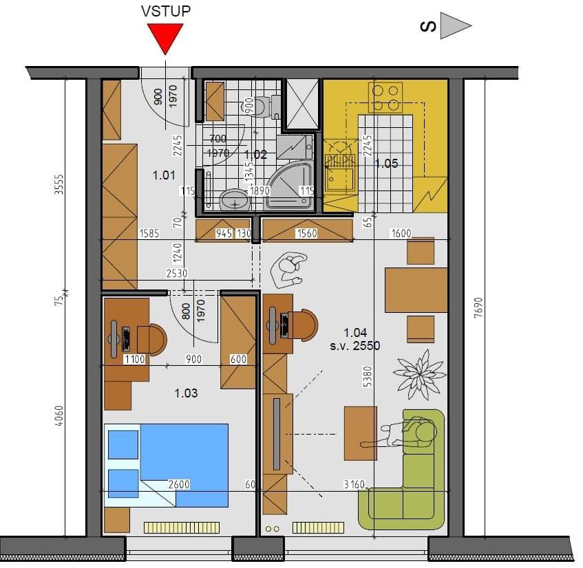 Pronájem bytu 2+kk 43 m², Sezemínská, Praha, Praha Pronájem bytu 2+kk 43 m², Sezemínská, Praha, Praha