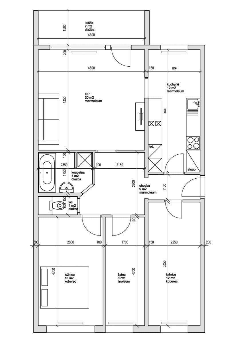 Pronájem bytu 4+1 86 m², Mazurská, Praha, Praha Pronájem bytu 4+1 86 m², Mazurská, Praha, Praha