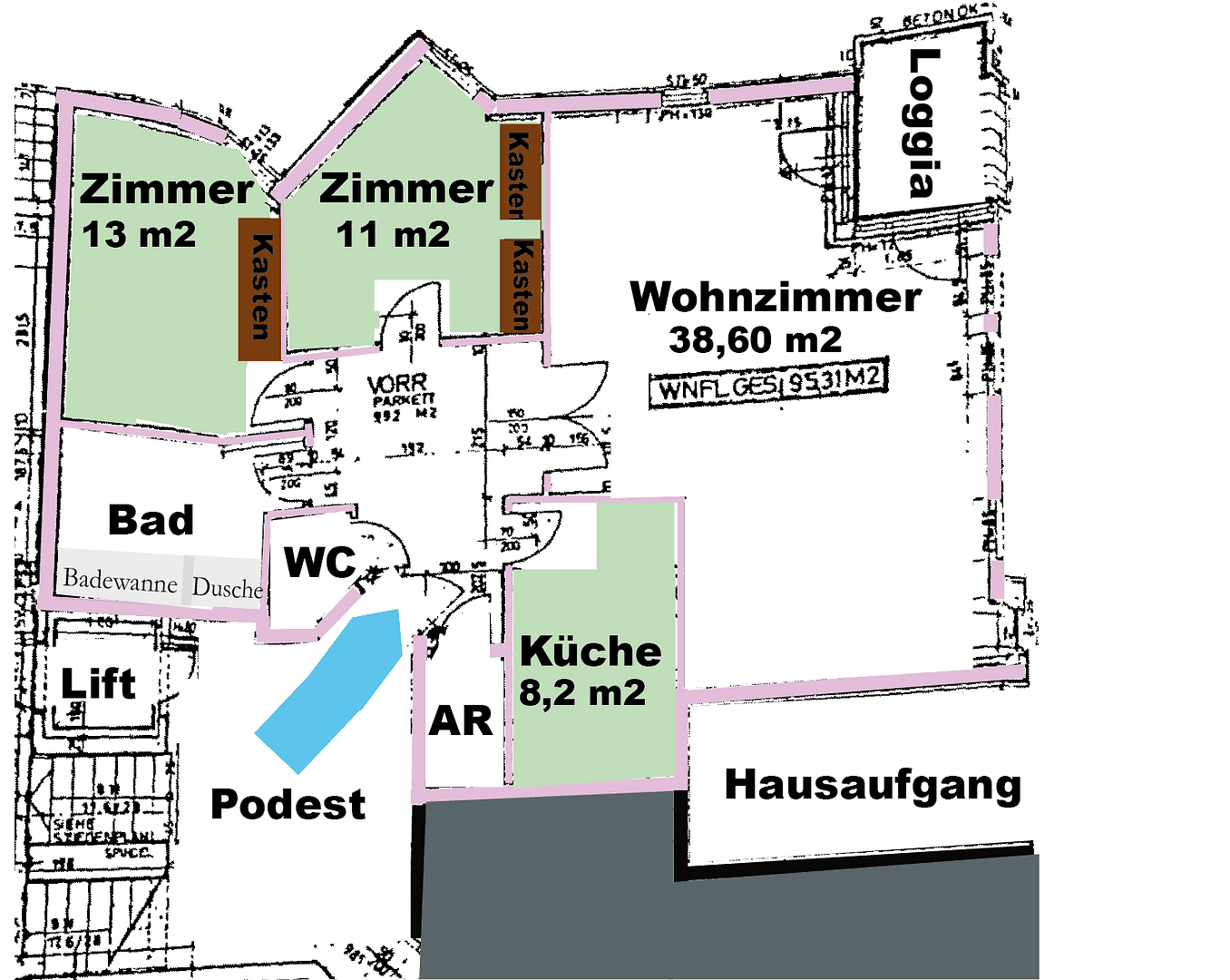 Pronájem bytu 3+1 95 m², Griesingergasse 26, Wien, Wien Pronájem bytu 3+1 95 m², Griesingergasse 26, Wien, Wien