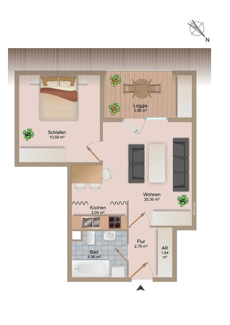 Pronájem bytu 2+1 46 m², Köllings Mühle 3, Preußisch Oldendorf, Severní Porýní-Vestfálsko Pronájem bytu 2+1 46 m², Köllings Mühle 3, Preußisch Oldendorf, Severní Porýní-Vestfálsko