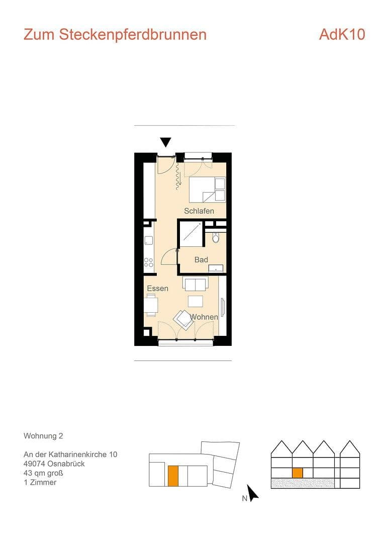 Pronájem bytu 1+1 43 m², An der Katharinenkirche 10, Osnabrück, Dolní Sasko Pronájem bytu 1+1 43 m², An der Katharinenkirche 10, Osnabrück, Dolní Sasko
