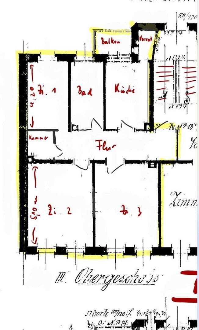 Pronájem bytu 3+1 92 m², Ritterstraße 15, Chemnitz, Sasko Pronájem bytu 3+1 92 m², Ritterstraße 15, Chemnitz, Sasko