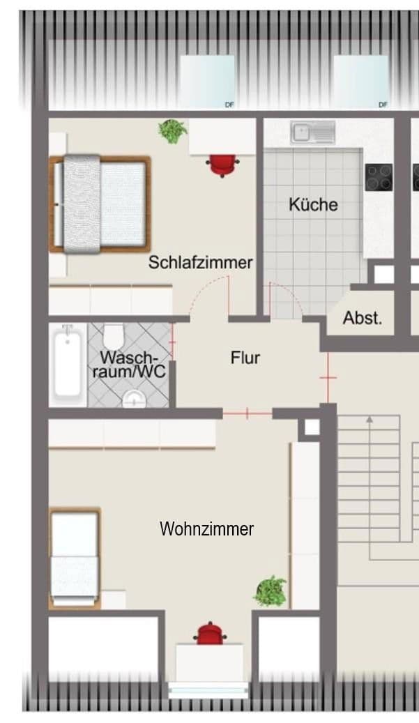 Pronájem bytu 2+1 44 m², St.-Georgen-Steige 17, Pforzheim, Bádensko-Württembersko Pronájem bytu 2+1 44 m², St.-Georgen-Steige 17, Pforzheim, Bádensko-Württembersko