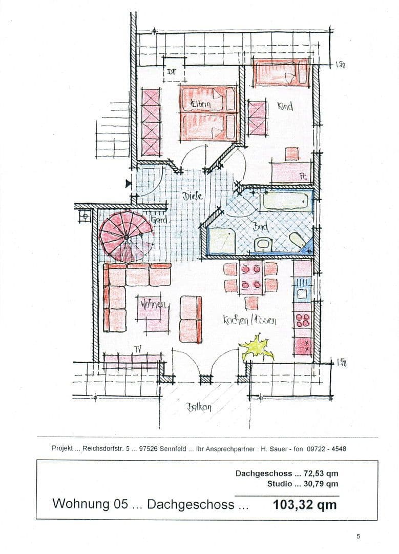 Pronájem bytu 4+1 103 m², Reichsdorfstraße 5, Sennfeld, Bavorsko Pronájem bytu 4+1 103 m², Reichsdorfstraße 5, Sennfeld, Bavorsko
