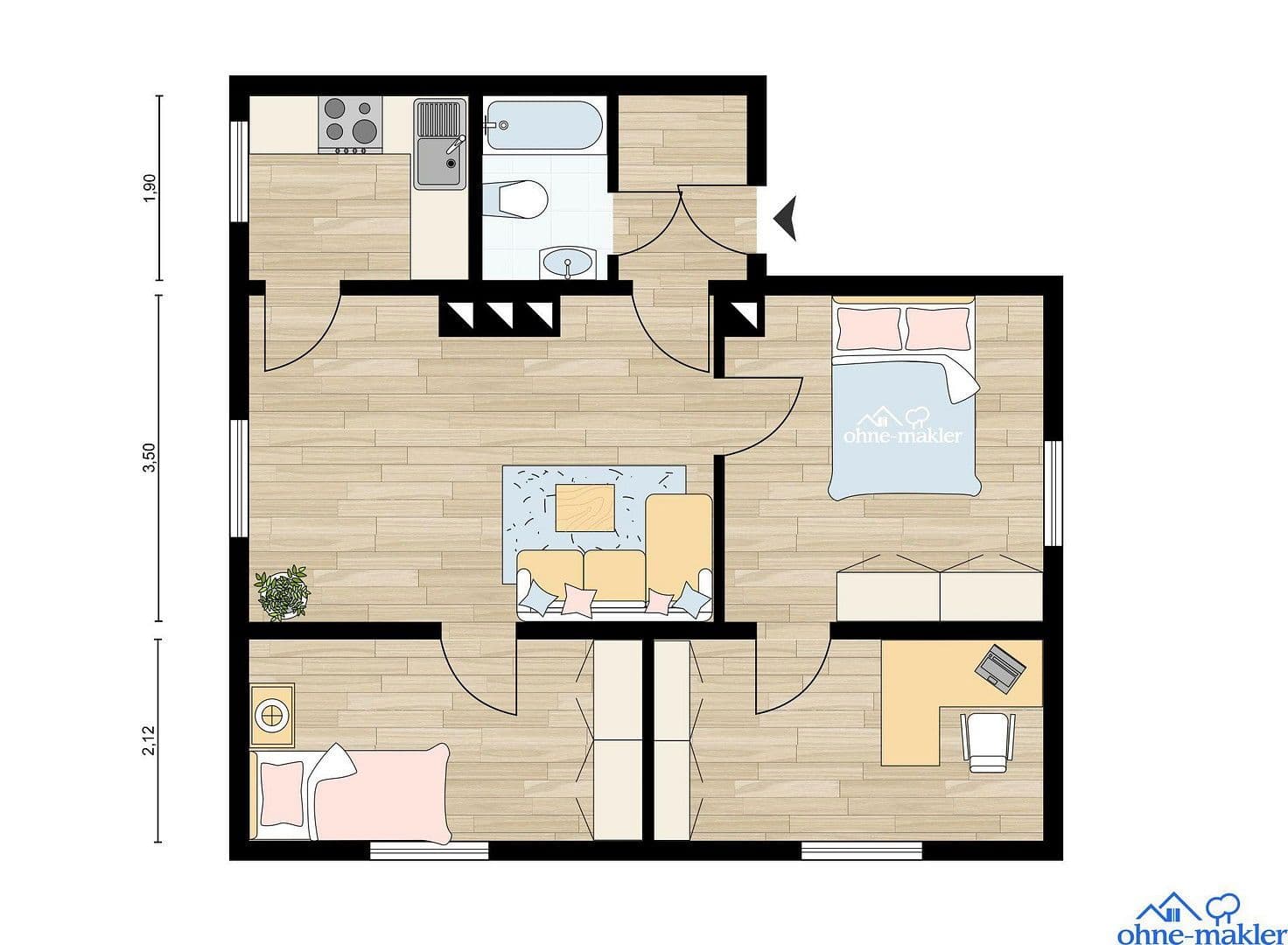 Pronájem bytu 4+1 60 m², Reppnerschestraße 45, Salzgitter, Dolní Sasko Pronájem bytu 4+1 60 m², Reppnerschestraße 45, Salzgitter, Dolní Sasko