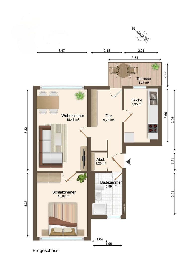 Pronájem bytu 2+1 63 m², Am Unterhorstweg 18, Magdeburg, Sasko-Anhaltsko Pronájem bytu 2+1 63 m², Am Unterhorstweg 18, Magdeburg, Sasko-Anhaltsko