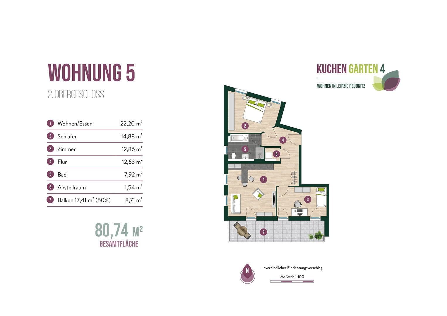 Pronájem bytu 3+1 81 m², Kuchengartenstraße 4, Leipzig, Sasko Pronájem bytu 3+1 81 m², Kuchengartenstraße 4, Leipzig, Sasko