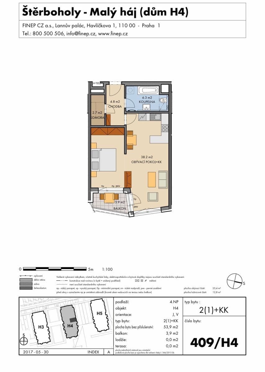 Pronájem bytu 2+kk 54 m², Honzíkova, Praha, Praha Pronájem bytu 2+kk 54 m², Honzíkova, Praha, Praha
