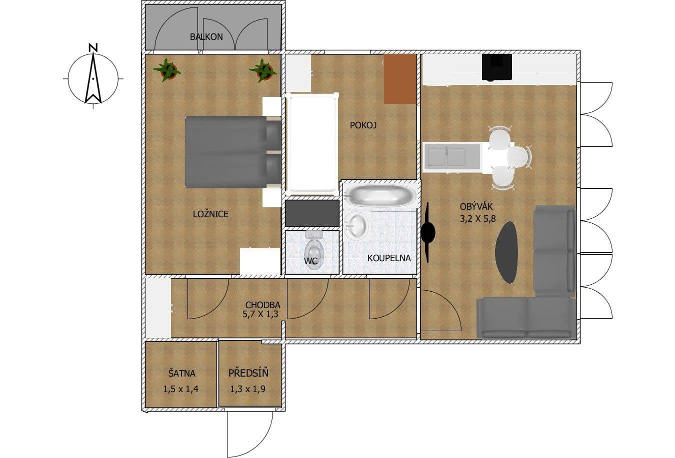 Pronájem bytu 3+kk 58 m², Křenická, Praha, Praha Pronájem bytu 3+kk 58 m², Křenická, Praha, Praha