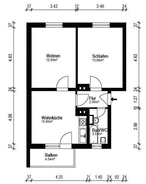 Pronájem bytu 2+1 58 m², Vonscheidtshof 5, Mülheim an der Ruhr, Severní Porýní-Vestfálsko Pronájem bytu 2+1 58 m², Vonscheidtshof 5, Mülheim an der Ruhr, Severní Porýní-Vestfálsko