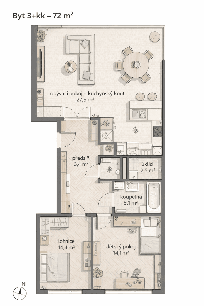 Prodej bytu 3+kk 72 m², Hlivická, Praha, Praha Prodej bytu 3+kk 72 m², Hlivická, Praha, Praha