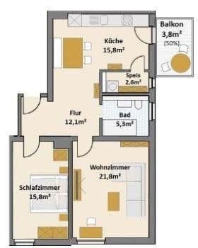 Pronájem bytu 2+1 77 m², Würzburg, Bavorsko Pronájem bytu 2+1 77 m², Würzburg, Bavorsko