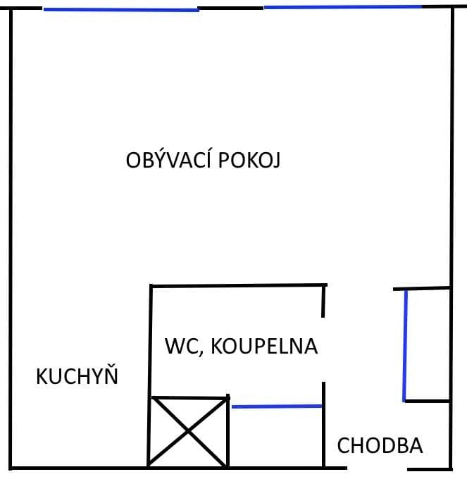 Pronájem bytu 1+kk 34 m², Nechvílova, Praha, Praha Pronájem bytu 1+kk 34 m², Nechvílova, Praha, Praha