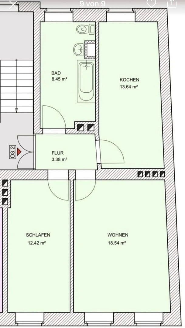 Pronájem bytu 2+1 57 m², Berliner Straße 37, Frankfurt (Oder), Braniborsko Pronájem bytu 2+1 57 m², Berliner Straße 37, Frankfurt (Oder), Braniborsko