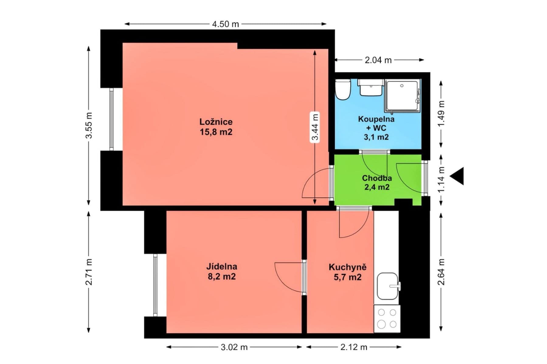 Pronájem bytu 2+1 36 m², Žerotínova, Praha, Praha Pronájem bytu 2+1 36 m², Žerotínova, Praha, Praha