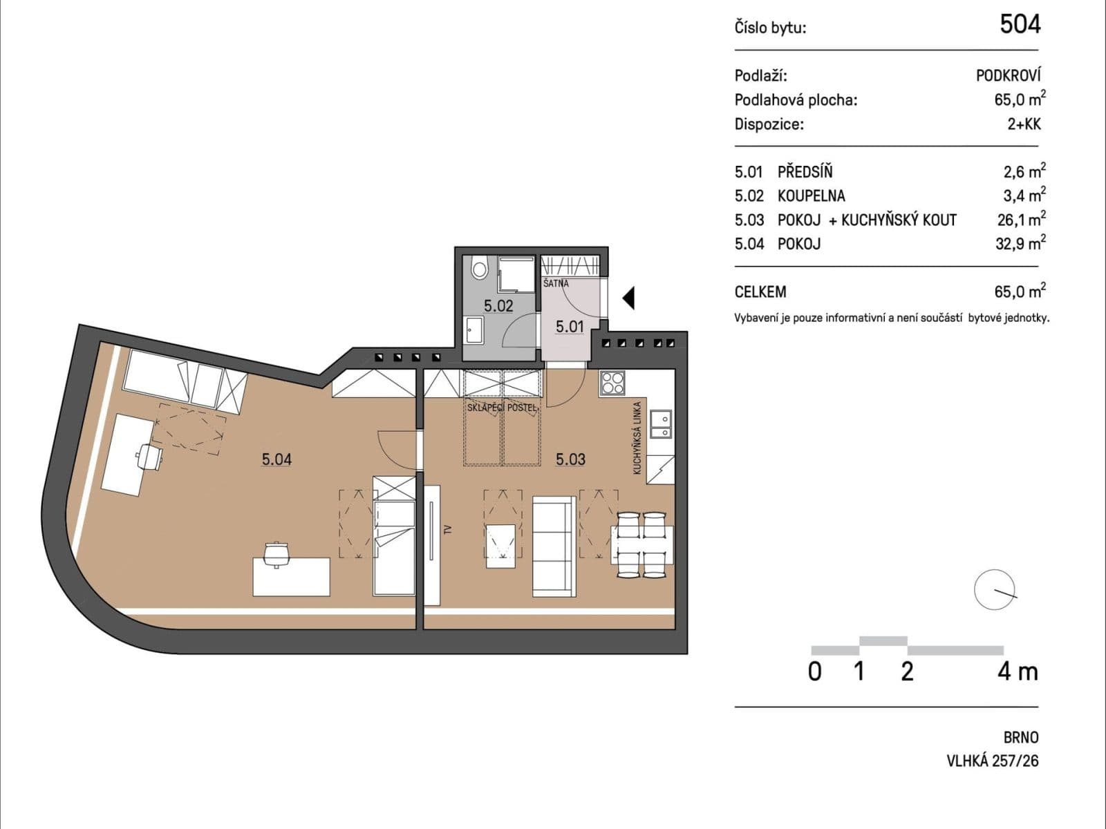 Pronájem bytu 2+kk 65 m², Brno, Jihomoravský kraj Pronájem bytu 2+kk 65 m², Brno, Jihomoravský kraj