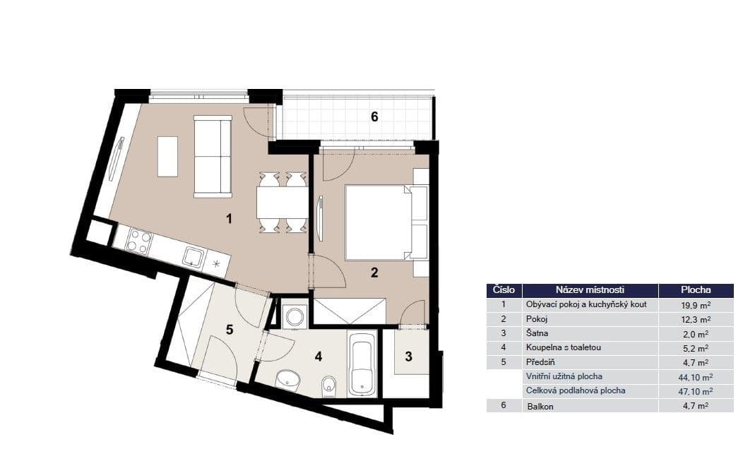 Pronájem bytu 2+kk 47 m², Drahňovická, Praha, Praha Pronájem bytu 2+kk 47 m², Drahňovická, Praha, Praha