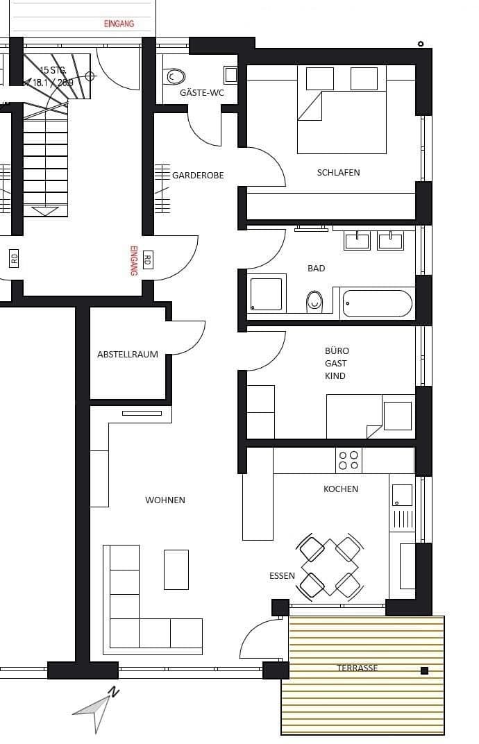 Pronájem bytu 3+kk 84 m², Rietheim-Weilheim, Bádensko-Württembersko Pronájem bytu 3+kk 84 m², Rietheim-Weilheim, Bádensko-Württembersko