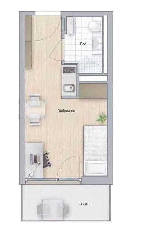 Pronájem bytu 1+1 20 m², Chiemgaustraße 138a, München, Bavorsko Pronájem bytu 1+1 20 m², Chiemgaustraße 138a, München, Bavorsko