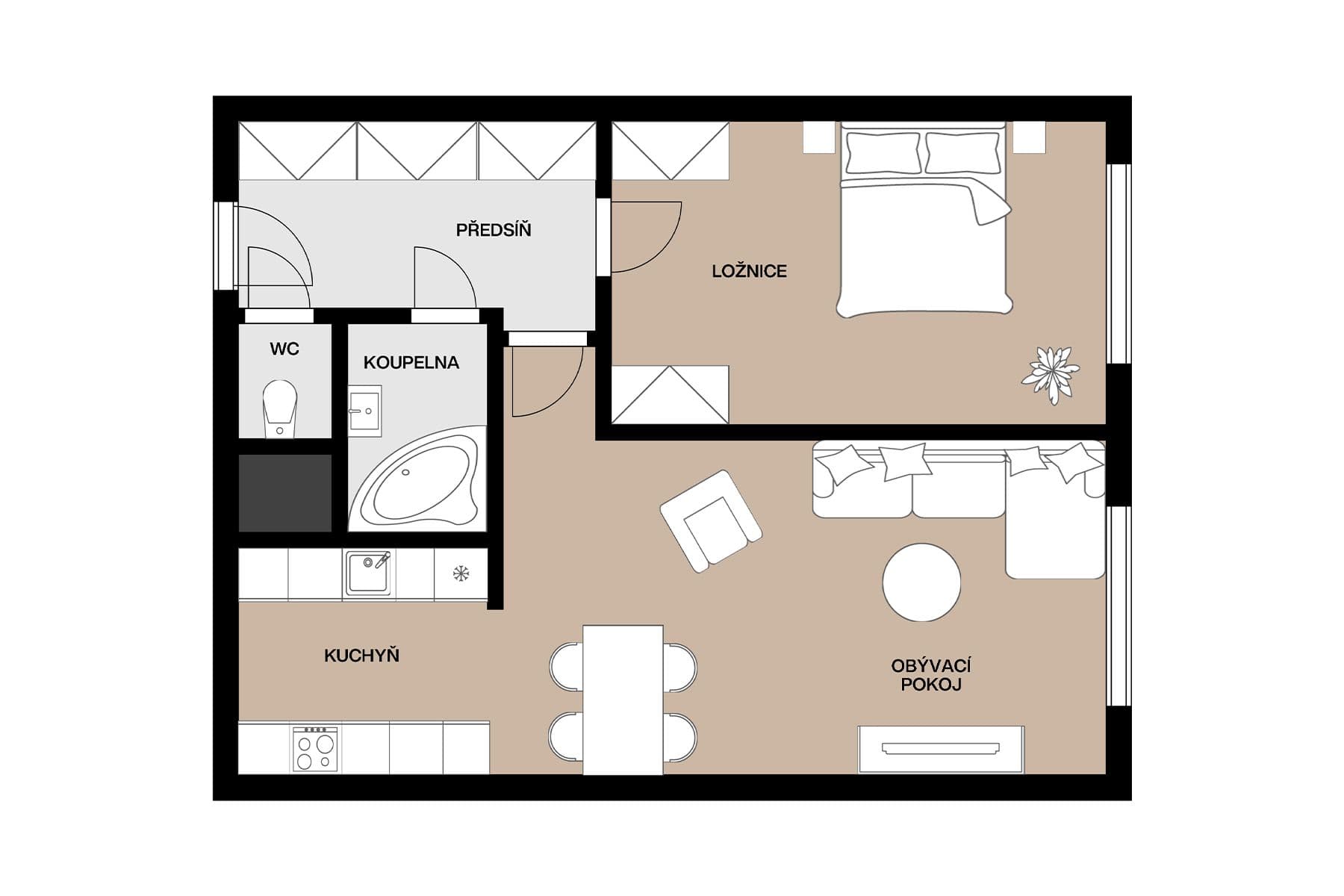 Prodej bytu 2+kk 46 m², Janského, Praha, Praha Prodej bytu 2+kk 46 m², Janského, Praha, Praha