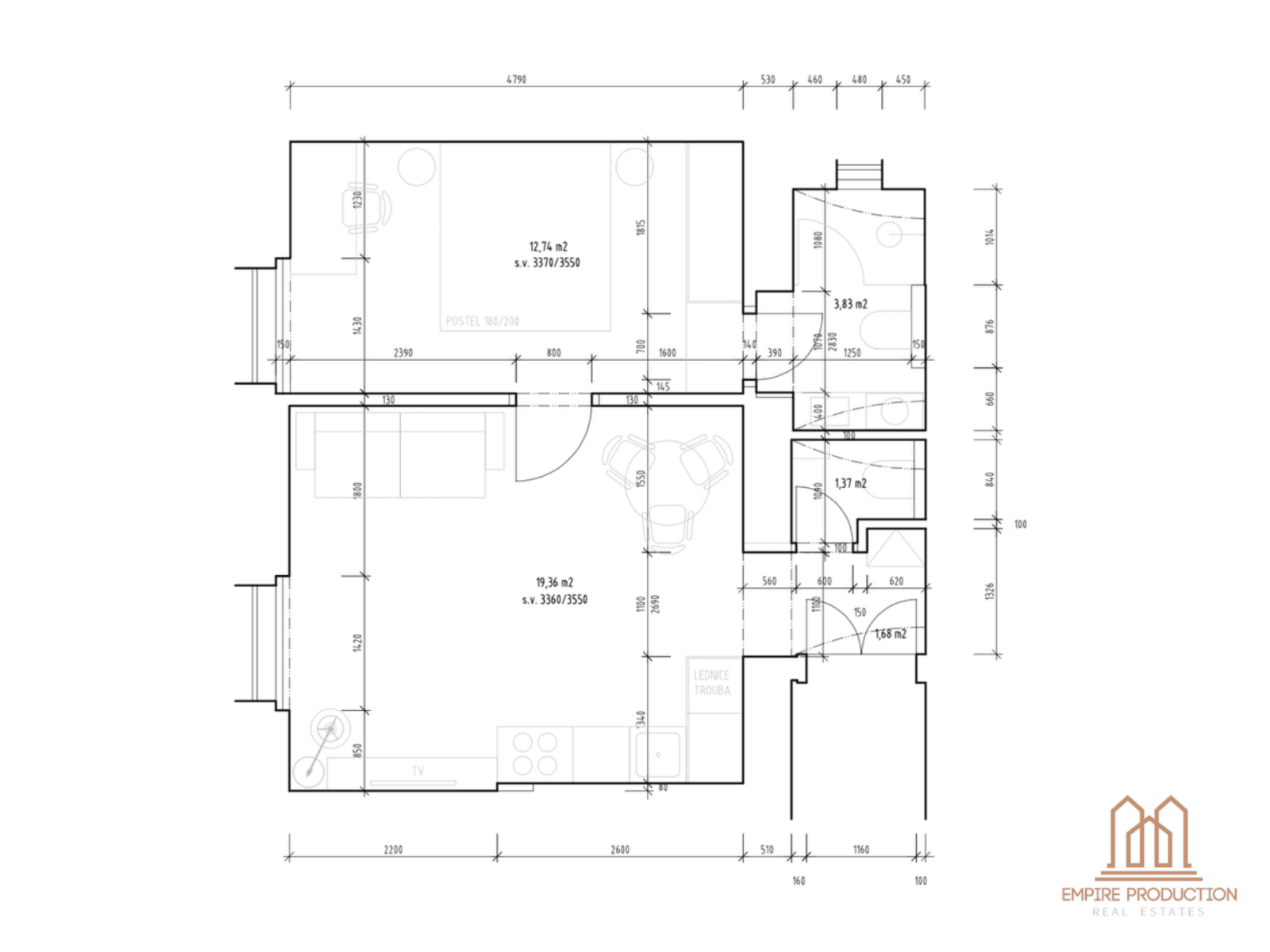 Prodej bytu 2+kk 43 m², 28. pluku, Praha, Praha Prodej bytu 2+kk 43 m², 28. pluku, Praha, Praha