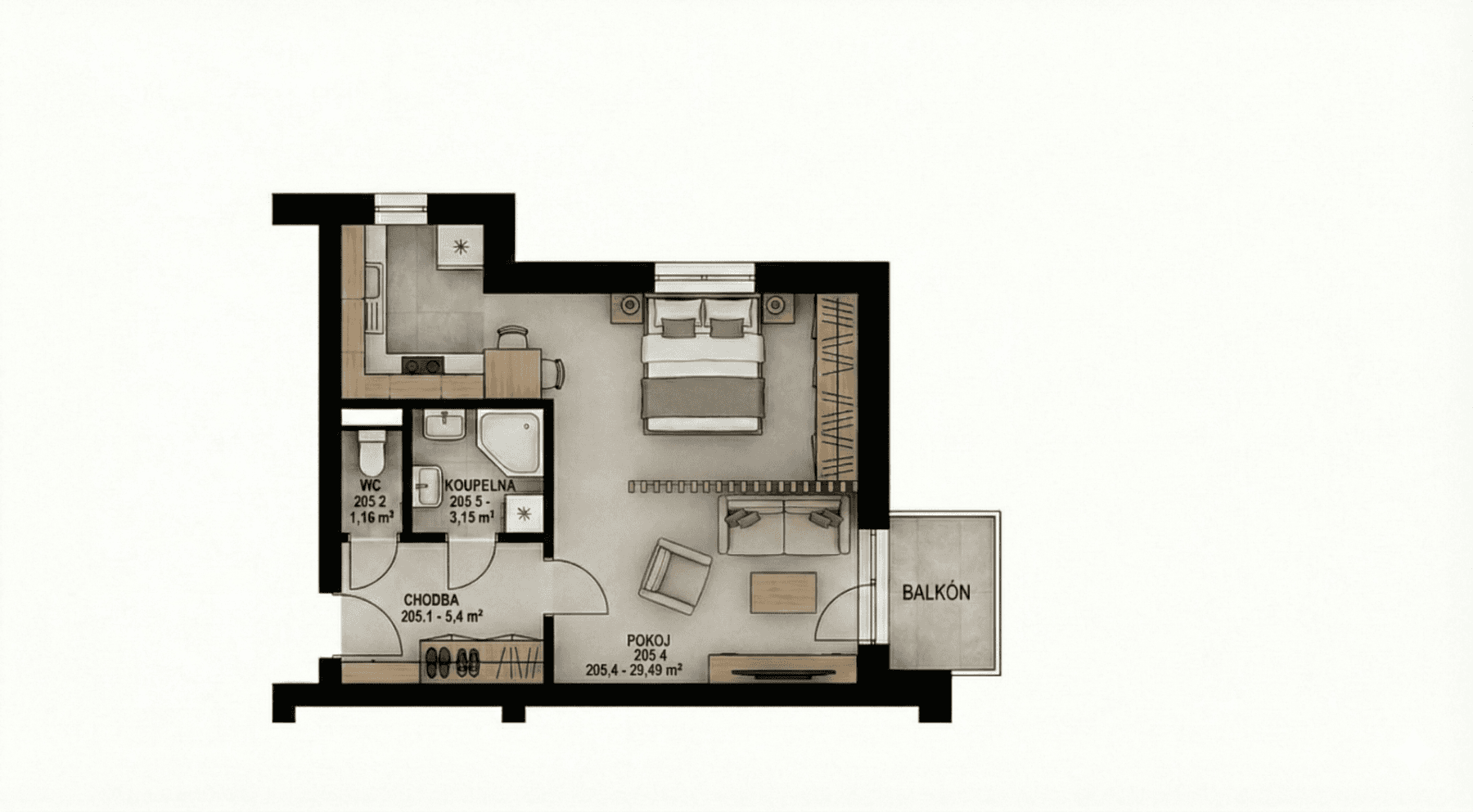 Pronájem bytu 1+kk 40 m², Vilová, Jirny, Středočeský kraj Pronájem bytu 1+kk 40 m², Vilová, Jirny, Středočeský kraj