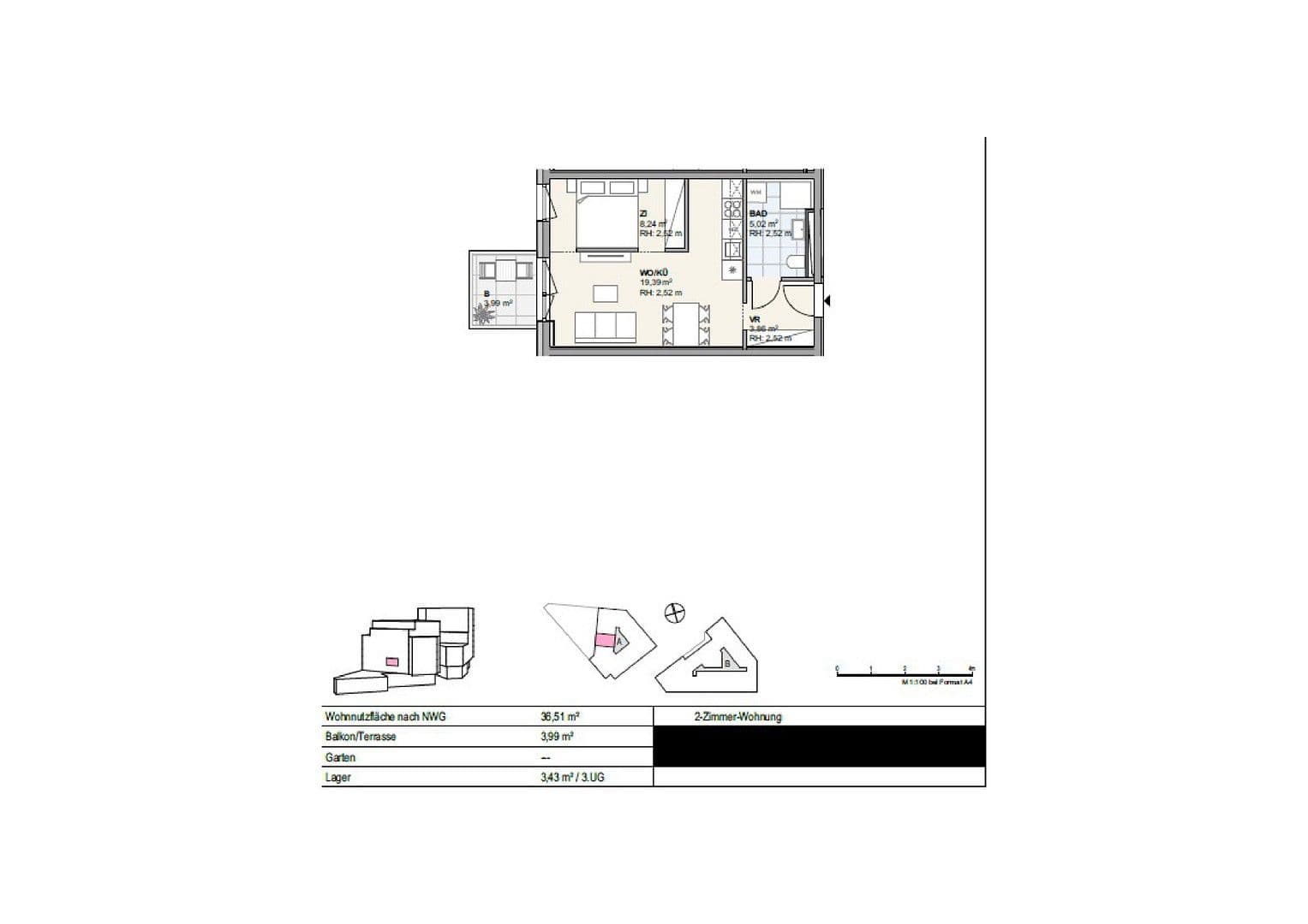 Pronájem bytu 2+1 37 m², Amraser Straße 29-31, Innsbruck, Tyrolsko Pronájem bytu 2+1 37 m², Amraser Straße 29-31, Innsbruck, Tyrolsko