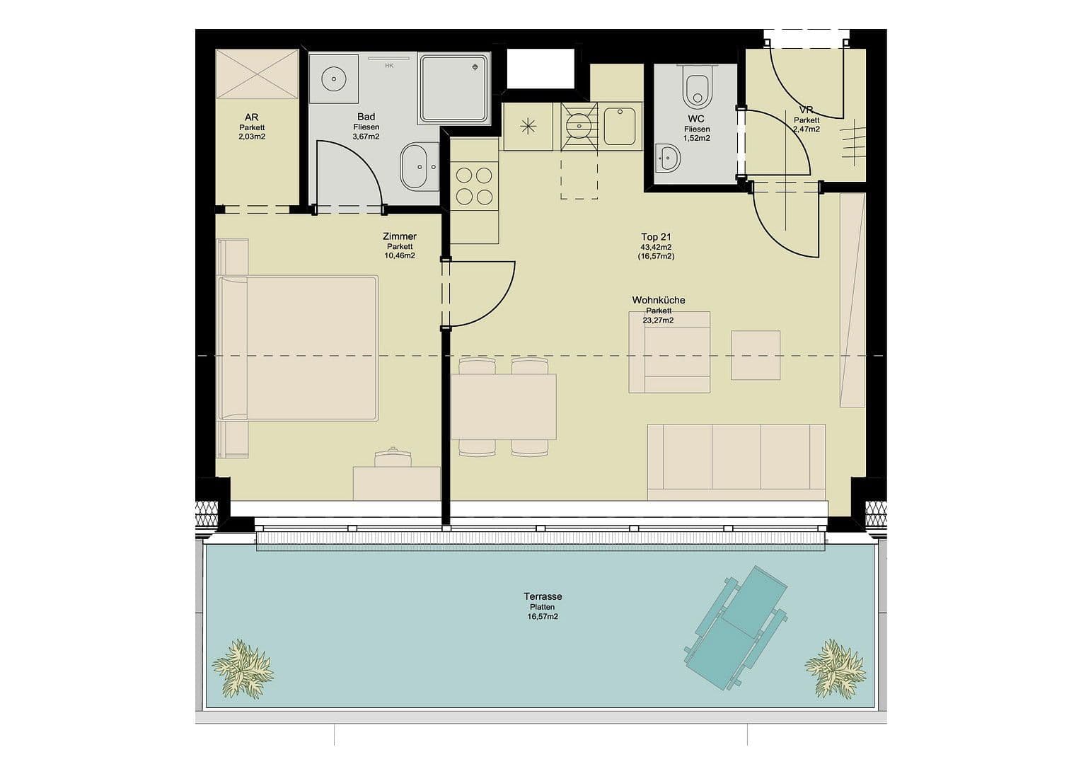 Pronájem bytu 2+1 43 m², Pilotengasse 118, Wien, Wien Pronájem bytu 2+1 43 m², Pilotengasse 118, Wien, Wien