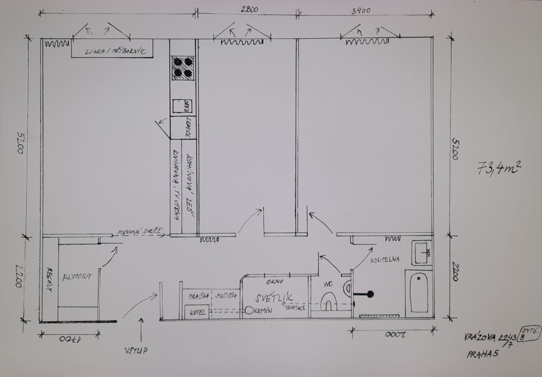 Prodej bytu 3+kk 73 m², Vrázova, Praha, Praha Prodej bytu 3+kk 73 m², Vrázova, Praha, Praha
