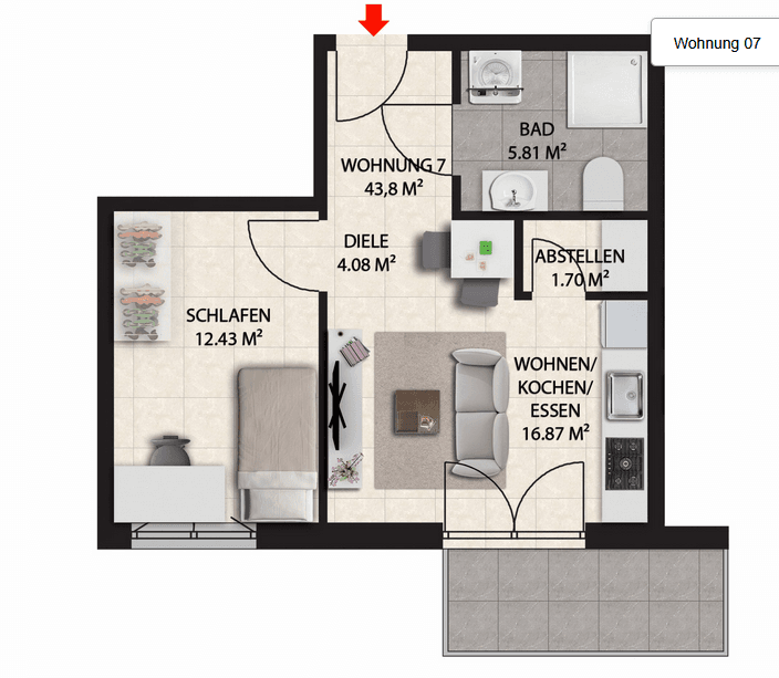 Pronájem bytu 2+1 44 m², Kaiserstraße 41c, Waldbröl, Severní Porýní-Vestfálsko Pronájem bytu 2+1 44 m², Kaiserstraße 41c, Waldbröl, Severní Porýní-Vestfálsko