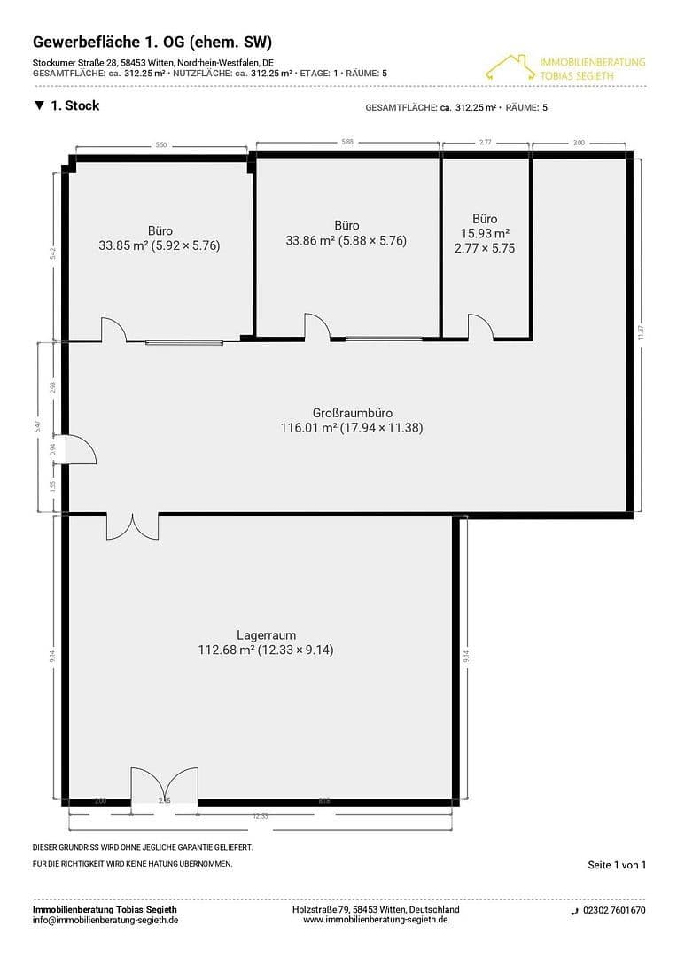 Pronájem kanceláře 320 m², Stockumer Straße 28, Witten, Severní Porýní-Vestfálsko Pronájem kanceláře 320 m², Stockumer Straße 28, Witten, Severní Porýní-Vestfálsko