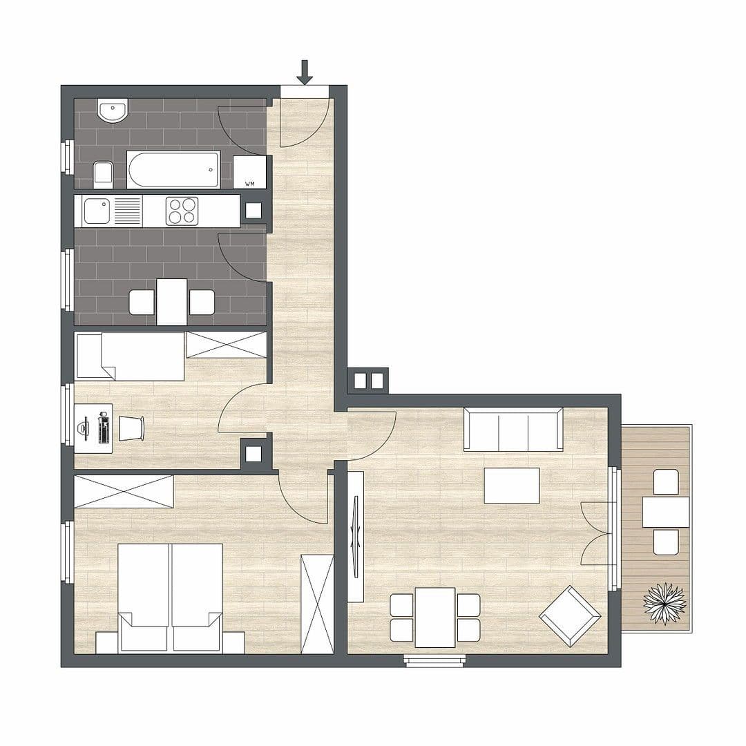 Pronájem bytu 3+1 73 m², Immendingen, Bádensko-Württembersko Pronájem bytu 3+1 73 m², Immendingen, Bádensko-Württembersko