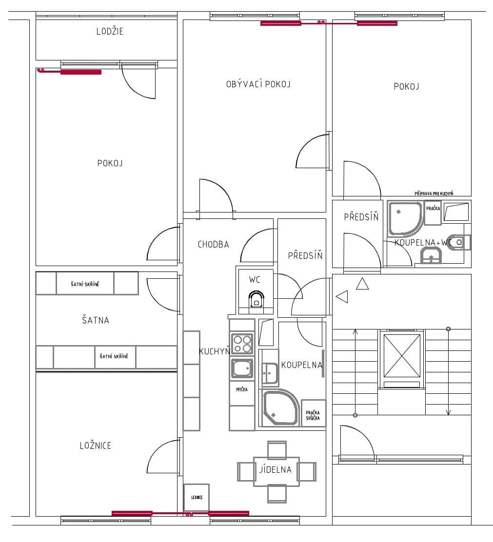 Pronájem bytu 4+1 97 m², Ruzyňská, Praha, Praha Pronájem bytu 4+1 97 m², Ruzyňská, Praha, Praha