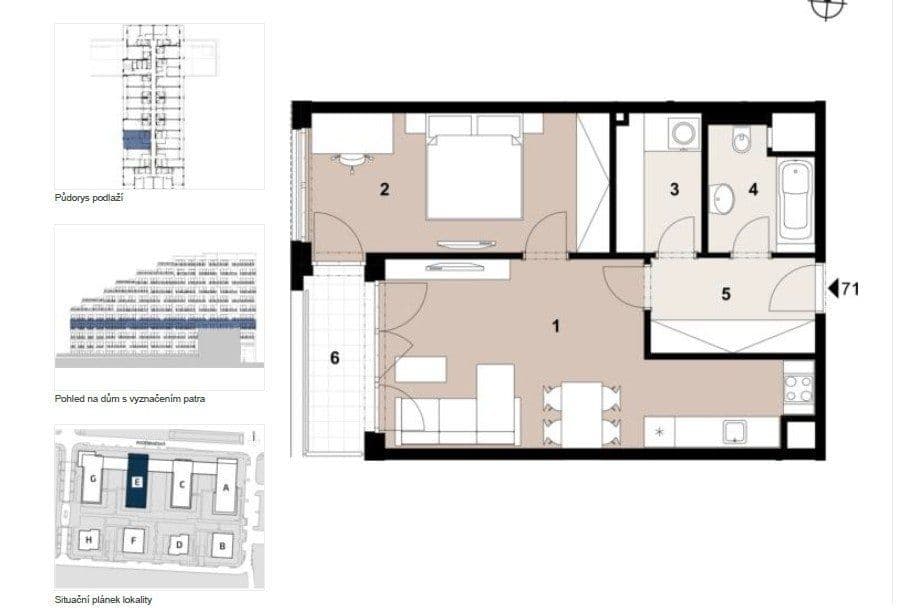 Pronájem bytu 2+kk 56 m², Poděbradská, Praha, Praha Pronájem bytu 2+kk 56 m², Poděbradská, Praha, Praha