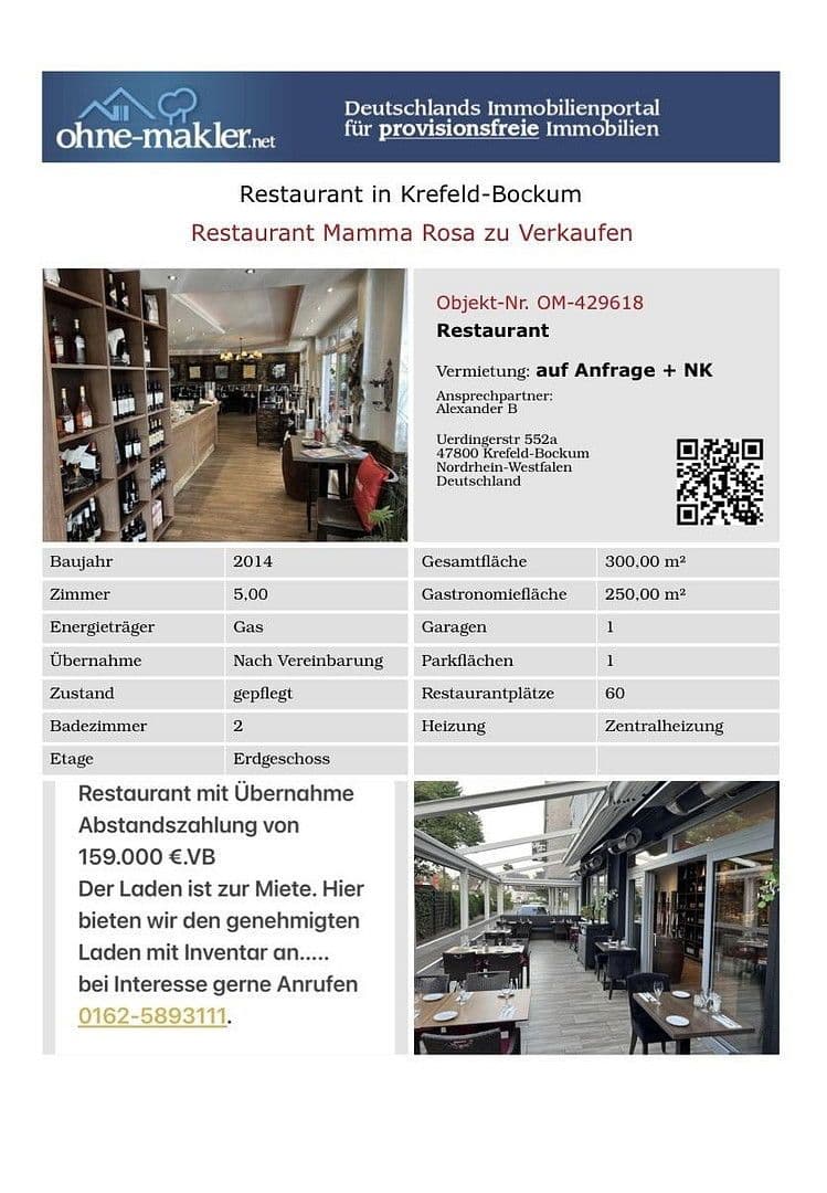 Pronájem nebytového prostoru 300 m², Uerdingerstr 552a, Krefeld-Bockum, Severní Porýní-Vestfálsko Pronájem nebytového prostoru 300 m², Uerdingerstr 552a, Krefeld-Bockum, Severní Porýní-Vestfálsko