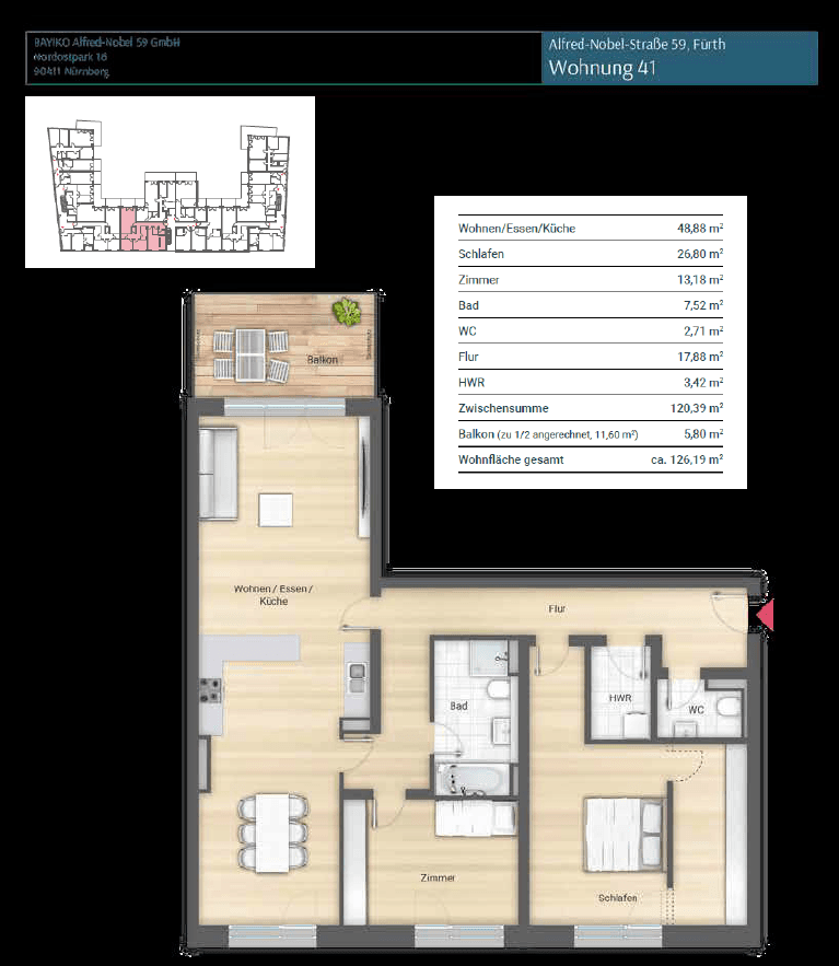 Pronájem bytu 4+1 127 m², Schuckertstraße 19, Fürth, Bavorsko Pronájem bytu 4+1 127 m², Schuckertstraße 19, Fürth, Bavorsko