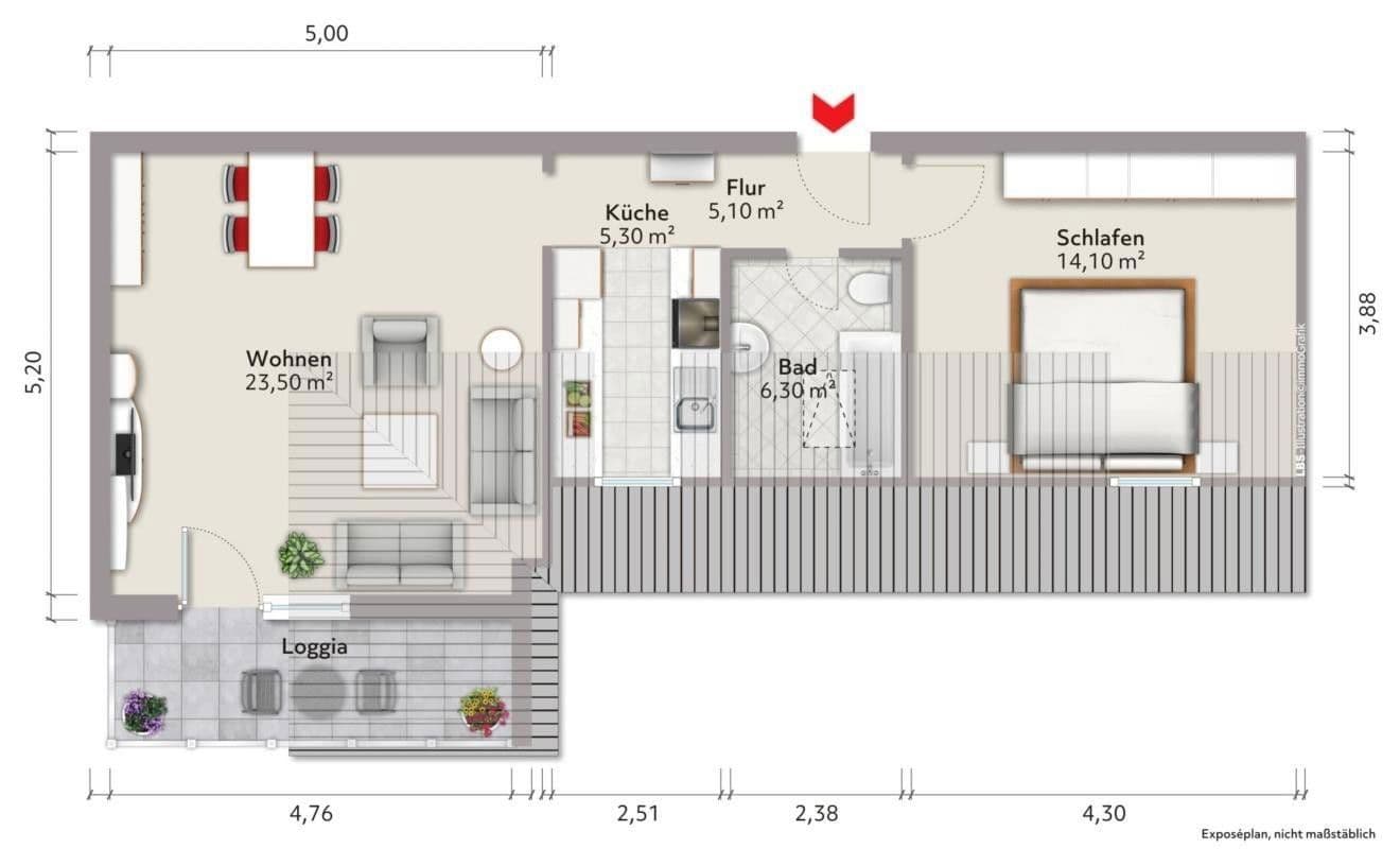 Pronájem bytu 2+1 64 m², Lindenweg 13-15, Münster (Hessen), Hessen Pronájem bytu 2+1 64 m², Lindenweg 13-15, Münster (Hessen), Hessen