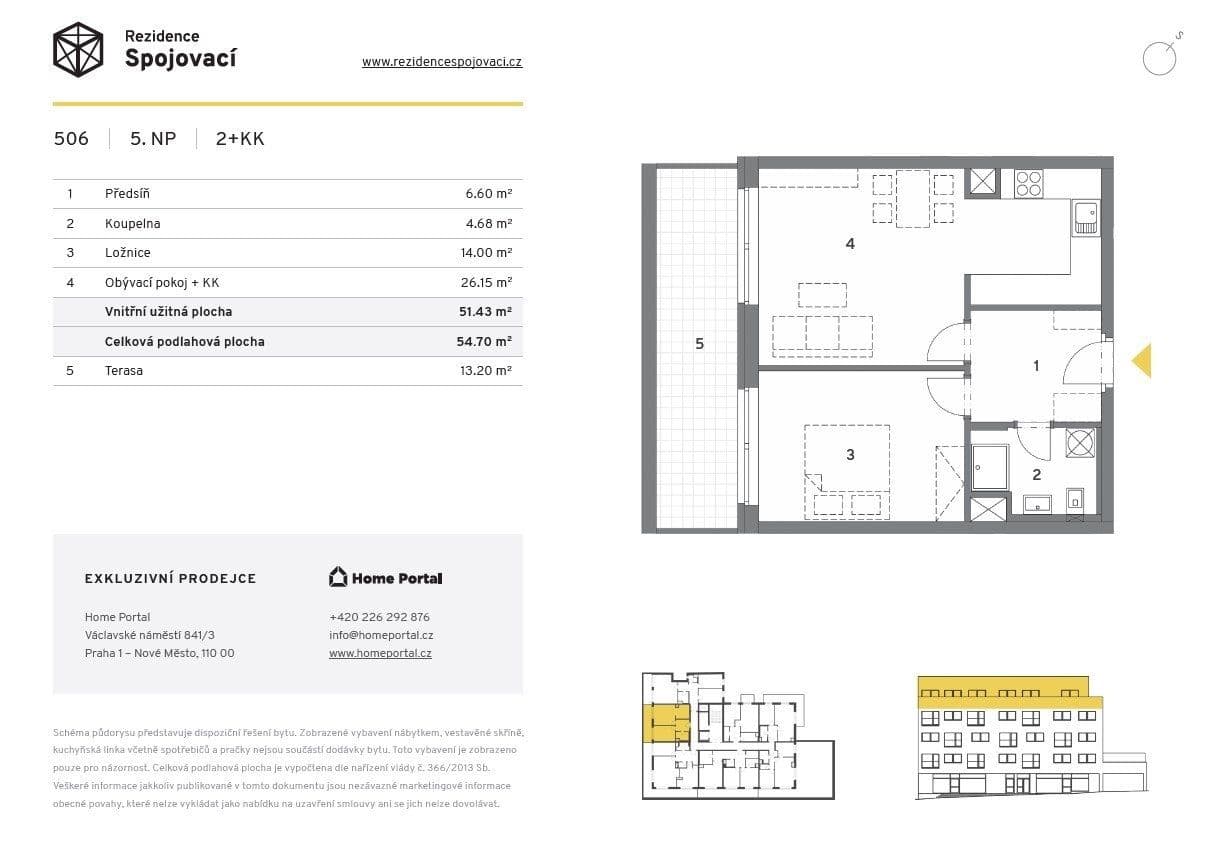 Pronájem bytu 2+kk 54 m², Spojovací, Praha, Praha Pronájem bytu 2+kk 54 m², Spojovací, Praha, Praha
