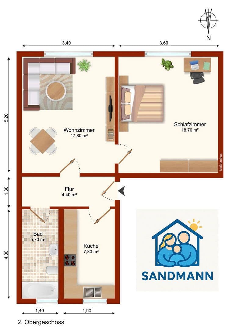 Pronájem bytu 3+1 63 m², An der Kleinbahn 24, Nossen, Sasko Pronájem bytu 3+1 63 m², An der Kleinbahn 24, Nossen, Sasko