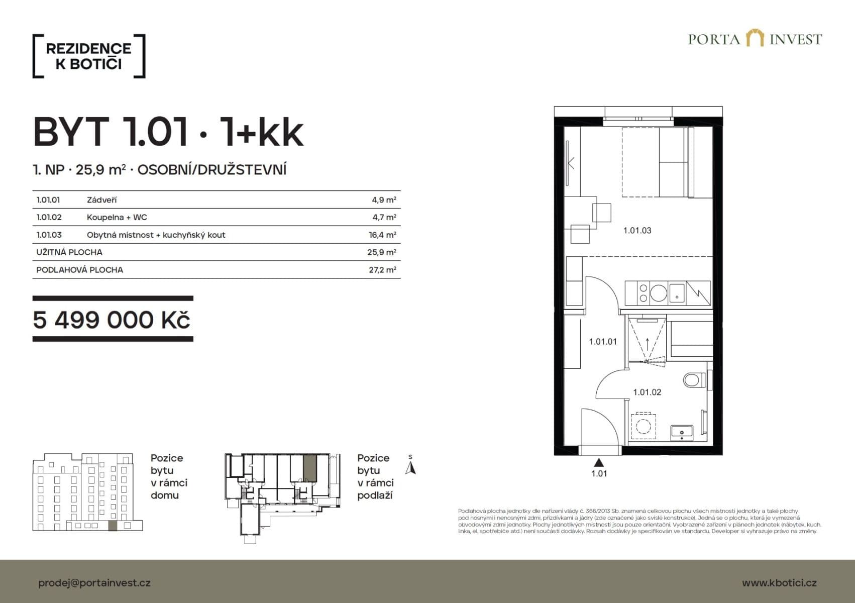 Prodej bytu 1+kk 27 m², K Botiči, Praha, Praha Prodej bytu 1+kk 27 m², K Botiči, Praha, Praha