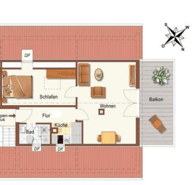 Pronájem bytu 2+1 40 m², Waiblingen, Bádensko-Württembersko Pronájem bytu 2+1 40 m², Waiblingen, Bádensko-Württembersko