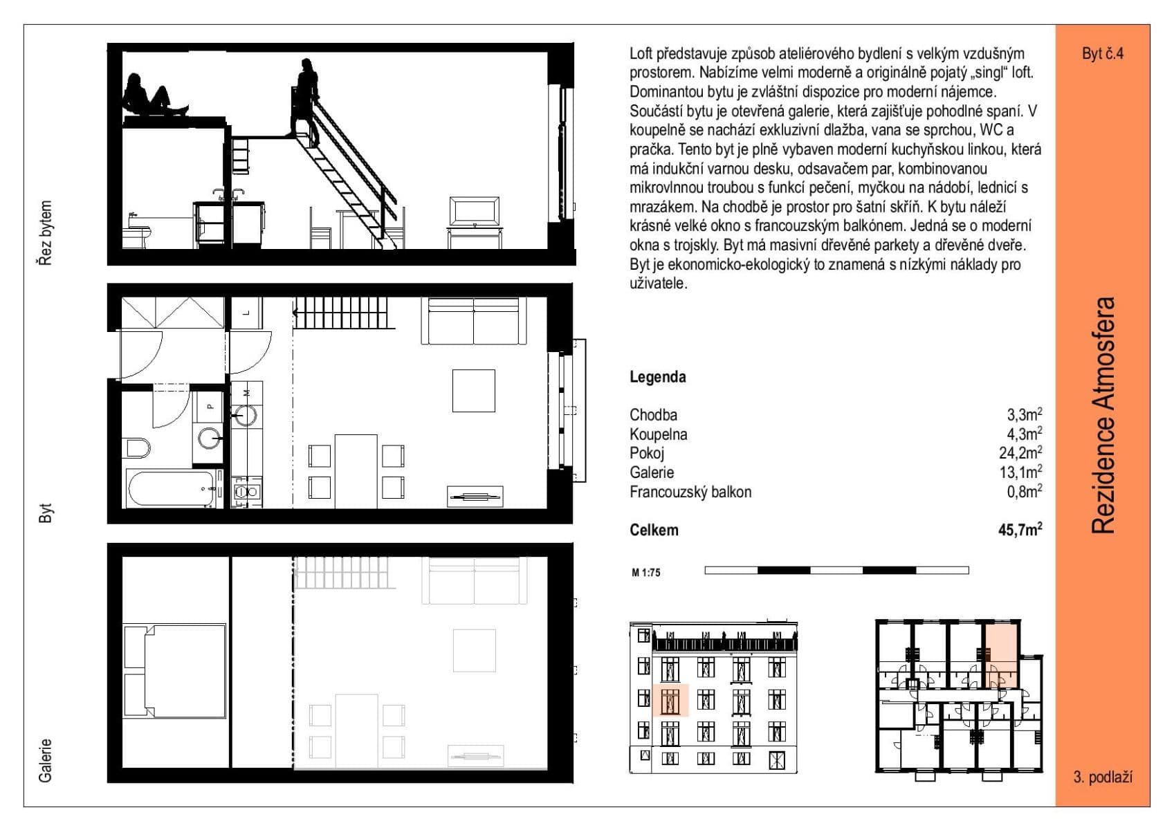 Pronájem bytu 1+kk 45 m², Ambrožova, Praha, Praha Pronájem bytu 1+kk 45 m², Ambrožova, Praha, Praha