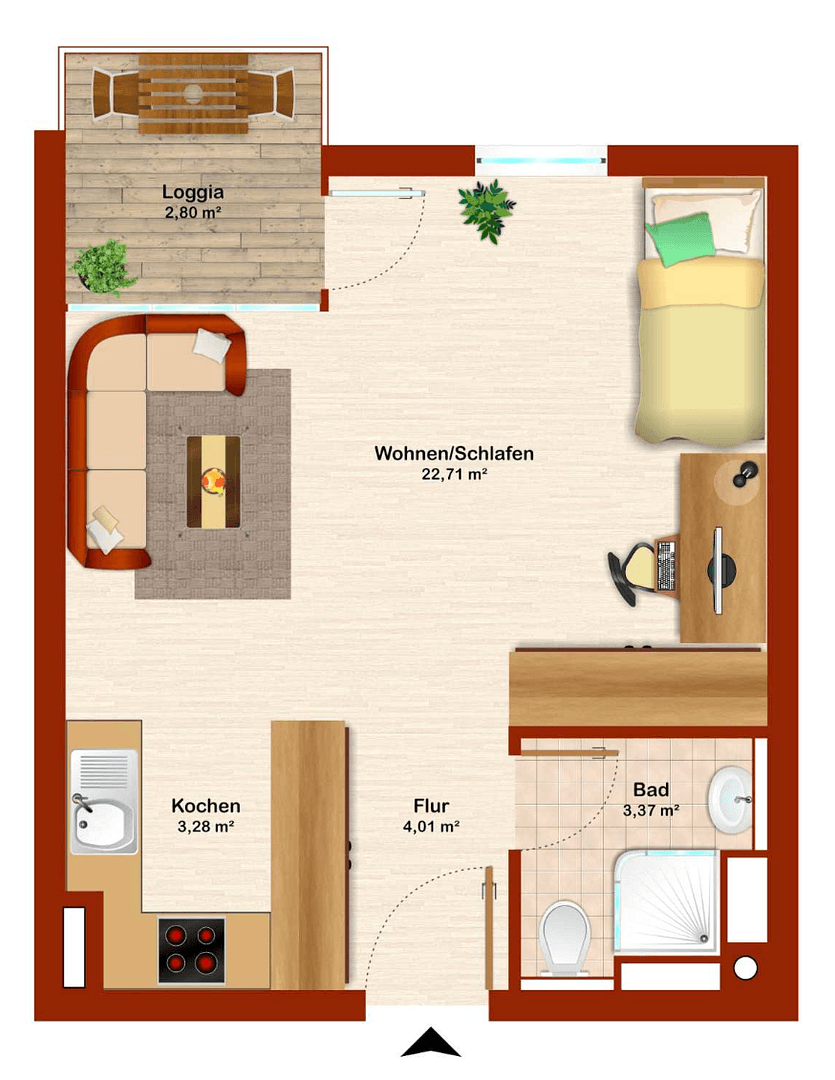Pronájem bytu 1+1 36 m², Innere Passauer Str. 34b, Straubing, Bavorsko Pronájem bytu 1+1 36 m², Innere Passauer Str. 34b, Straubing, Bavorsko